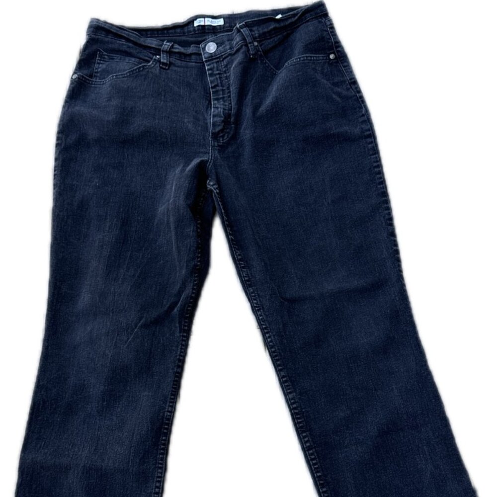 Riders By Lee Womens Classic Fit Dark Wash Straight Leg Black Denim Jeans 16 M